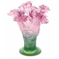 Ваза для цветов "Roses" зелено-розовая Daum 02570