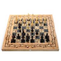 Янтарные шахматы "Готика" (Карельская береза) ES029