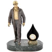 Бронзовая статуэтка с часами "Рабочий нефтяной промышленности" RV0029808CG