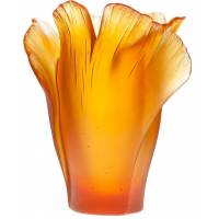 Ваза для цветов "Ginkgo" янтарная (h=17) Daum 03410-3