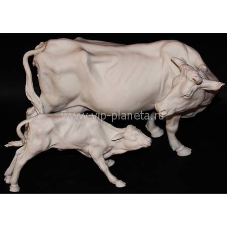 Статуэтка "Корова с теленком" Porcellane Principe 1002W/PP